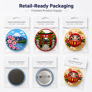Broches personnalisées en chenille, badges en fer blanc, boutons, broches métalliques OEM en gros, souvenirs japonais Daruma Sakura pour vêtements, chapeaux et sacs à dos - Product Image 5
