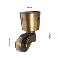 Roulettes de meubles en alliage de zinc brossé bronze moulé sous pression ODM 35 mm pour armoire de cuisine, canapé, lit, table, pied de chaise