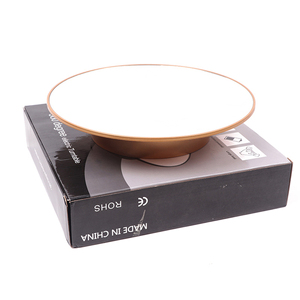 Support de plateau tournant professionnel doré 25cm support doré plate-forme rotative motorisée électrique pour tête de perruque de Mannequin couleur or - Product Image 2