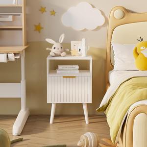 <span class=keywords><strong>Table</strong></span> <span class=keywords><strong>de</strong></span> <span class=keywords><strong>chevet</strong></span> en bois <span class=keywords><strong>blanc</strong></span> <span class=keywords><strong>de</strong></span> luxe à 2 niveaux, design cannelé, sur mesure, pour chambre à coucher, bureau ou petits espaces - Product Image 6