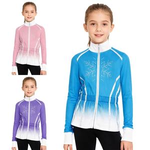 Veste de patinage artistique pour filles de 6 à 16 ans, sweat-shirt métallique à motif flocon de neige, vêtements d'extérieur pour spectacles, compétitions, séances d'entraînement - Product Image 1