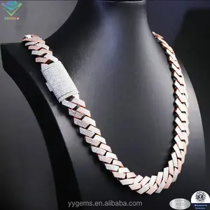 Heavy Solid Silver 20mm 4Rows GRA Moissanite Diamond Cuban Link Chain For Mens Mechanical Watch Rapper Hip Hop Necklace