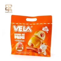Sac en plastique personnalisé pour mini-pains avec poignée, pour emballage de boulangerie, pochette à fond plat imprimée, fabrication OEM, vente en gros