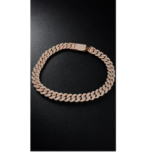 Cadena de Plata con Moissanita Helada, Collar de Eslabones Estilo Hip Hop, Joyería de Lujo a la Moda, Haalo Jewels HJ010, Chapado en Oro - Product Image 1