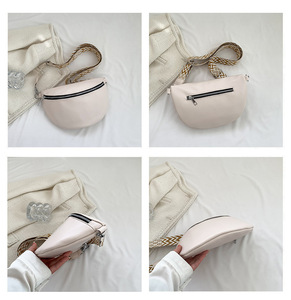 Sac banane pour femme avec large bandoulière, sac de poitrine tendance en cuir végétalien - Product Image 6