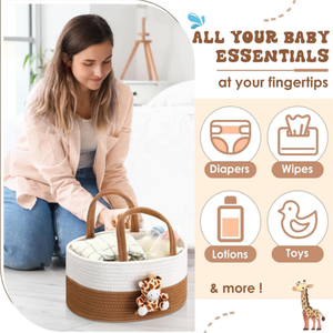 Modern Portable Cotton Rope Nursery Storage <strong>Basket</strong> Baby Shower Diaper Caddy Organizer with Multifunction for <strong>Changing</strong> <strong>Table</strong> - Product Image 4