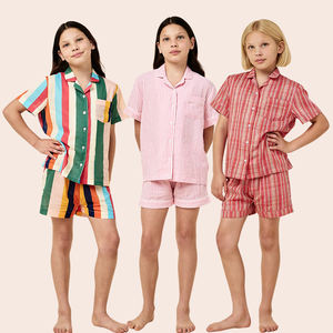 <span class=keywords><strong>Pyjama</strong></span> pour petite fille, ensemble haut et pantalon courts en coton tissé 100%, imprimé, ignifuge, vente en gros - Product Image 1