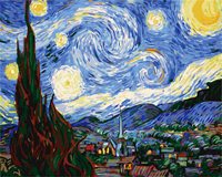 Pintura por número Pintura al óleo DIY para adultos Pintura abstracta de Van Gogh Imagen enmarcada o sin marco de una alpaca bajo las estrellas