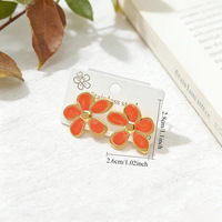 Anting Tusuk Kelopak Bunga Plum Berbahan Resin Enamel Stainless Steel Warna Emas Retro untuk Wanita dan Remaja Putri, Anti Luntur, Hadiah Perhiasan