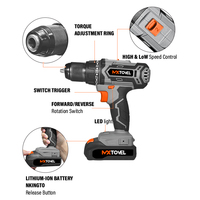 Taladro Percutor Inalámbrico Portátil de Alta Calidad de 20V con Mandril sin Llave, Motor con Escobillas, Batería de Litio de 2.0Ah, Velocidad Variable, OEM, 45Nm de Torque