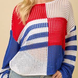 Maglione da Donna Personalizzato per il 4 Luglio <span class=keywords><strong>con</strong></span> <span class=keywords><strong>Scollo</strong></span> <span class=keywords><strong>a</strong></span> <span class=keywords><strong>Barca</strong></span>, Lavorato all'Uncinetto, Top in <span class=keywords><strong>Maglia</strong></span> Dolce Tinta Unita Primaverile, Produzione Artigianale - Product Image 1