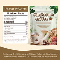 Poudre de café instantané Champignon Reishi Lions Mane Extract Support Gut Health for Energy Better Focus Organic Mushroom Coffee