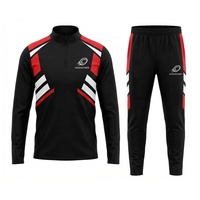 Ensemble de survêtement classique personnalisé à motif géométrique, haut zippé et pantalon de jogging, pour entraînement sportif OEM ODM