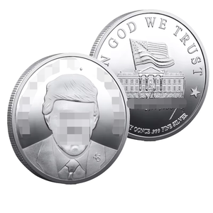 库存锌合金镀银 3D 紫外线打印纪念币，带白宫旗帜元素，收藏礼品 - Product Image 1