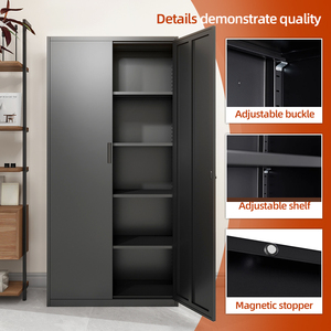 <span class=keywords><strong>Armario</strong></span> archivador ajustable de acero negro moderno para oficina, hogar, escuela, gimnasio y sótano de almacenamiento - Product Image 5