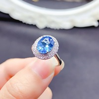 Wholesale Hot Sale Natural Topaz S925 Sterling Silver Classic Engagement Rings Custom Design Wedding Anniversary Party Gift