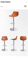 Tabouret de bar moderne nordique, simple, de luxe léger, décontracté, en acier inoxydable, réglable en hauteur, pivotant, chaise haute, mobilier de bar