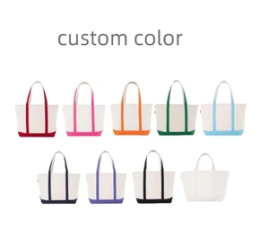 Sac fourre-tout bateau en coton design élégant <span class=keywords><strong>avec</strong></span> <span class=keywords><strong>poche</strong></span> <span class=keywords><strong>extérieure</strong></span>, fermeture à glissière sur le dessus, sac en toile personnalisé réutilisable et essentiel au quotidien - Product Image 4