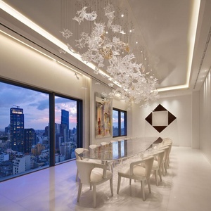 Lustre de plafond en <span class=keywords><strong>verre</strong></span> blanc transparent moderne et élégant, style <span class=keywords><strong>Art</strong></span> <span class=keywords><strong>déco</strong></span>, pour hôtel, salle de banquet, décoration de mariage - Product Image 2