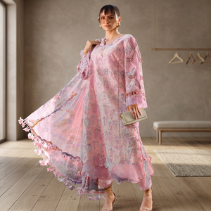 MPRINTS Collection Printemps-Été 2026 D2901 Ensemble de costume en mousseline de coton 100% brodé de fleurs et de rose pour femmes Modèle TC-1545 - Product Image 2