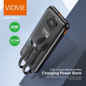 VIDVIE 10000mAh di động cầm tay Pin điện thoại di động Powerbank 22.5W sạc nhanh ngân hàng điện được xây dựng trong hai cáp - Product Image 2