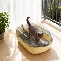 Litière pour chat en plastique PP semi-fermée, grande capacité 20L, facile à nettoyer, rectangulaire, écologique, modèle Hore, best-seller