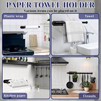 Porte-serviettes en papier noir, porte-serviettes en papier auto-adhésif sous l'armoire |   Évier de cuisine et de salle de bain en acier inoxydable