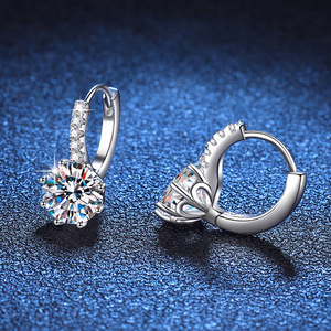 GE137 Juego de Aretes de Lujo en Plata de Ley 925, Joyería Fina, Aretes de Aro con Moissanita de 2 Quilates, Color D, VVS, para Mujer, Regalo de Boda - Product Image 3