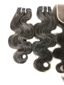 Prodotti Più Popolari del 2024 Acquistati Online: Ciocche di Capelli Umani Naturali Nero-Miscelato Grigio, Effetto Sale e Pepe, con Chiusura Frontale - Product Image 2