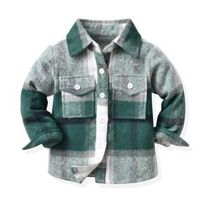 Chaqueta informal de otoño para niños, estilo coreano, nueva camisa a cuadros para niños, cuello de moda, cárdigan de manga larga cepillado, Top para 6 años - Product Image 3