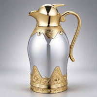 Thermos isotherme arabe personnalisé en or et argent, style Dallah, avec intérieur en verre rose pour café arabe