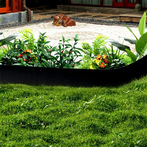6 Pack 8 Inch <b>Black</b> Galvanized Modern Rectangle Garden Bed <b>Edging</b> Corrosion Resistant Metal Border for Flower Beds and Lawns - Product Image 1