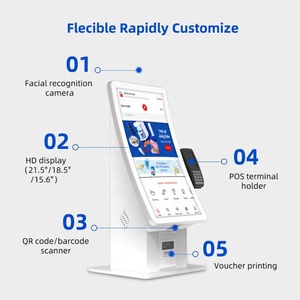 Wholesale Price 23.6'' Curved Screen Self Kiosk Android or Win7/10 System White Payment Kiosk Panel <b>Pc</b> for Restaurant Hospital - Product Image 5