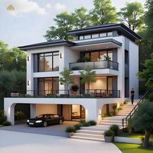 Villa de luxe moderne sur le flanc d'une colline à quatre étages avec balcons en verre et <span class=keywords><strong>garage</strong></span> intégré, service de rénovation et de conception - Product Image 1