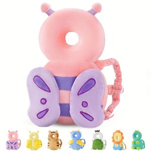 Pink Butterfly Baby Walker Head Protector Pillow <b>Toddler</b> Adjustable Baby Head Protection <b>Backpack</b> Wear Safety Pad - Product Image 1