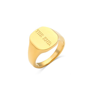 Anillo de Dedo Apilable Cuadrado Unisex de Acero Inoxidable Chapado en Oro con Palabras Grabadas Personalizadas, Popular en 2026 - Product Image 3