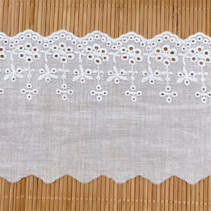 Toptan yüksek kaliteli işlemeli sınır düzeltir T/c dantel Trim 10cm geniş lüks beyaz işlemeli pamuklu dantel süs - Product Image 4