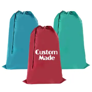 Wholesale Customized Big Colorful Polyester Folding Chores Washing Drawstring Laundry Bags For Hotels