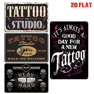 Juego de Letreros Metálicos con Temática de Estudio de Tatuajes, Decoración Retro para Pared de Tienda de Tatuajes, para Estudio o Cuarto de Hombre - Product Image 1