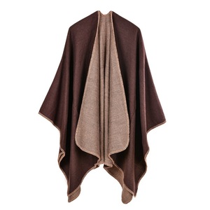 Poncho <span class=keywords><strong>elegante</strong></span> da donna classico <span class=keywords><strong>nero</strong></span> grigio doppio lato in acrilico solido <span class=keywords><strong>scialle</strong></span> nappe personalizzate invernali caldi scialli tradizionali - Product Image 6