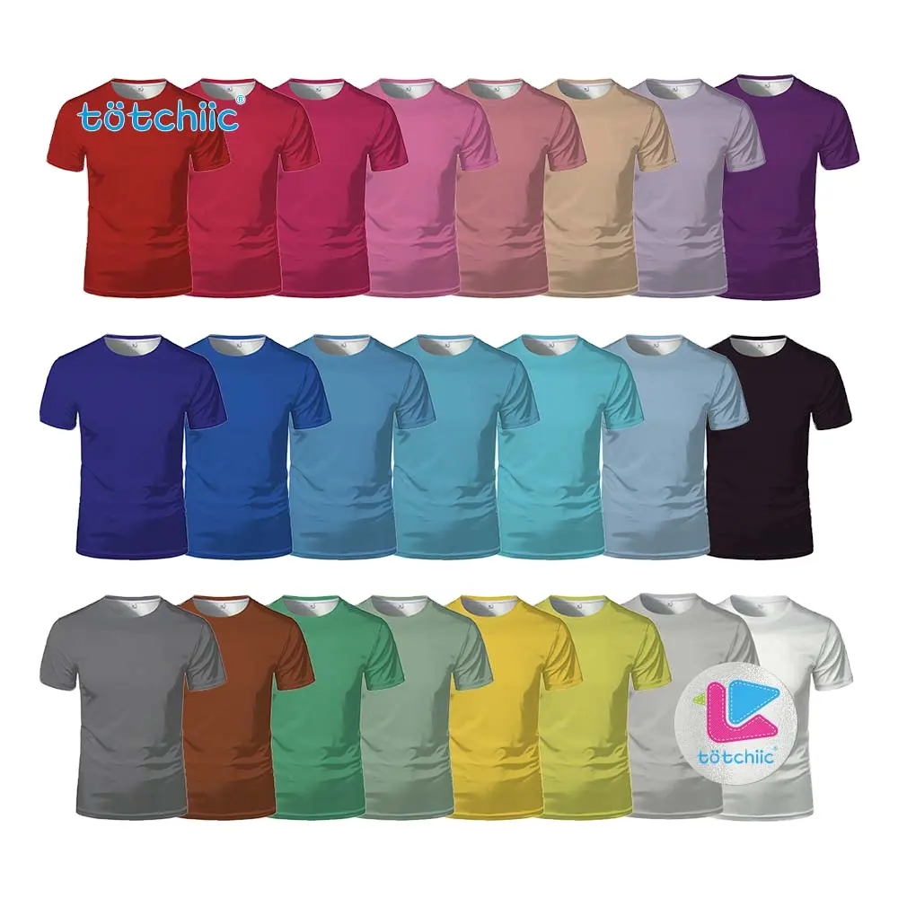 23 Solid Colors Sublimation Blank T-Shirt Custom Printed 95% Polyester Cotton Feel Plain Shirts for Men Women and Children