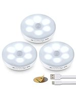 Lumière de placard sans fil rechargeable à capteur de mouvement circulaire sous l'armoire avec corps lumineux en aluminium