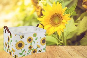 Rectangular Sunflower Baskets <b>Gift</b> Basket <b>Empty</b> Girls Basket Kids Storage Bin Baby Toy Organizer <b>Box</b> Love Room Decor <b>for</b> Home - Product Image 4