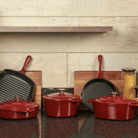 Set Peralatan Masak Panci & Wajan Oven Safe 8-Piece Minimalis dari Besi Cor Berlapis Enamel Putih Bright Houseware