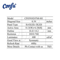Layar AMOLED CONFU 0.39 Inci 1024*768 Kecerahan Tinggi Micro USB-C MIPI Pencitraan Termal FPV EVF AR VR