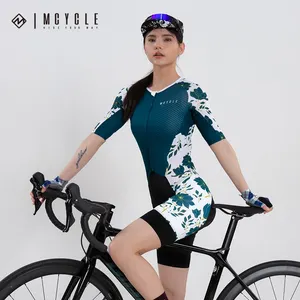 Mcycle setelan bersepeda wanita, baju kulit Triathlon lengan pendek cepat kering bernafas