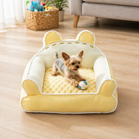 Lit pour animaux de compagnie en forme d'ours, emballé sous vide, pour toutes les saisons, lit chaud pour chat, nid douillet en peluche pour chien, réduction des frais de livraison, vente en gros
