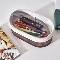 Ensemble de 3 paniers de rangement ovales en bambou imbriqués avec doublure en tissu amovible, bacs de rangement décoratifs pour étagère