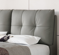 Ensemble de chambre à coucher King-Size moderne, luxueux, écologique et durable avec lit rembourré en cuir véritable et cadre en bois massif
