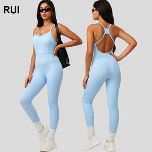 RUIQUWIN-Para Mujer, Mono Deportivo sin Mangas con Tirantes y Cuello Halter, Mono de Yoga Transpirable de Secado Rápido, Diseño sin Espalda, Longitud Completa - Product Image 1
